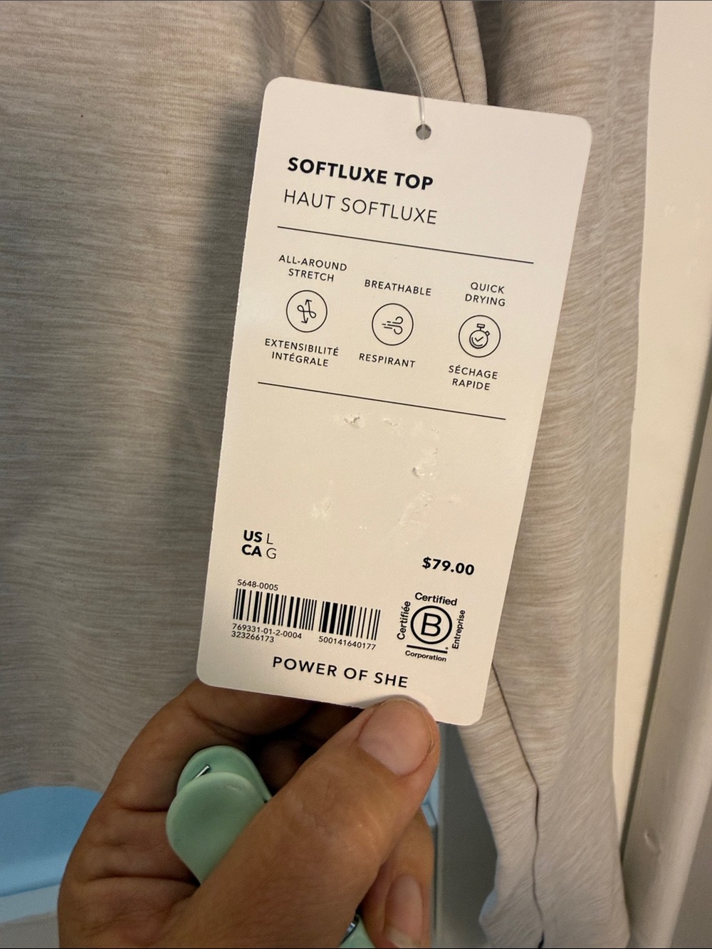 Athleta Softluxe Scoop Neck Long Sleeve Top in Cream Heather NWT Size L - Picture 2 of 6